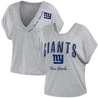 Women's WEAR by Erin Andrews Heather Gray New York Giants Reversible T-Shirt