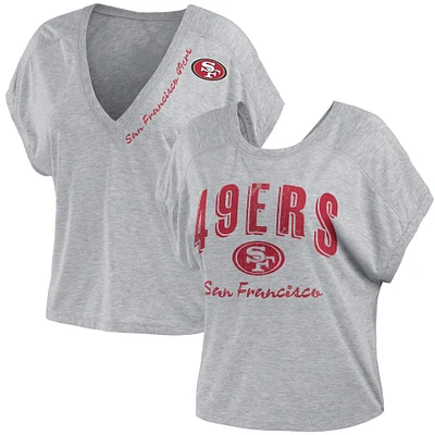 Women's WEAR by Erin Andrews Heather Gray San Francisco 49ers Reversible T-Shirt