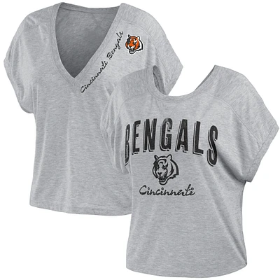 Women's WEAR by Erin Andrews Heather Gray Cincinnati Bengals Reversible T-Shirt