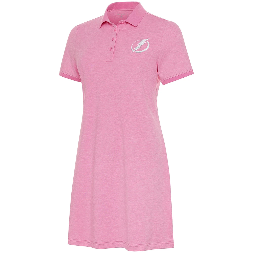 Women's Antigua Tampa Bay Lightning White Logo Play Through Polo Dress