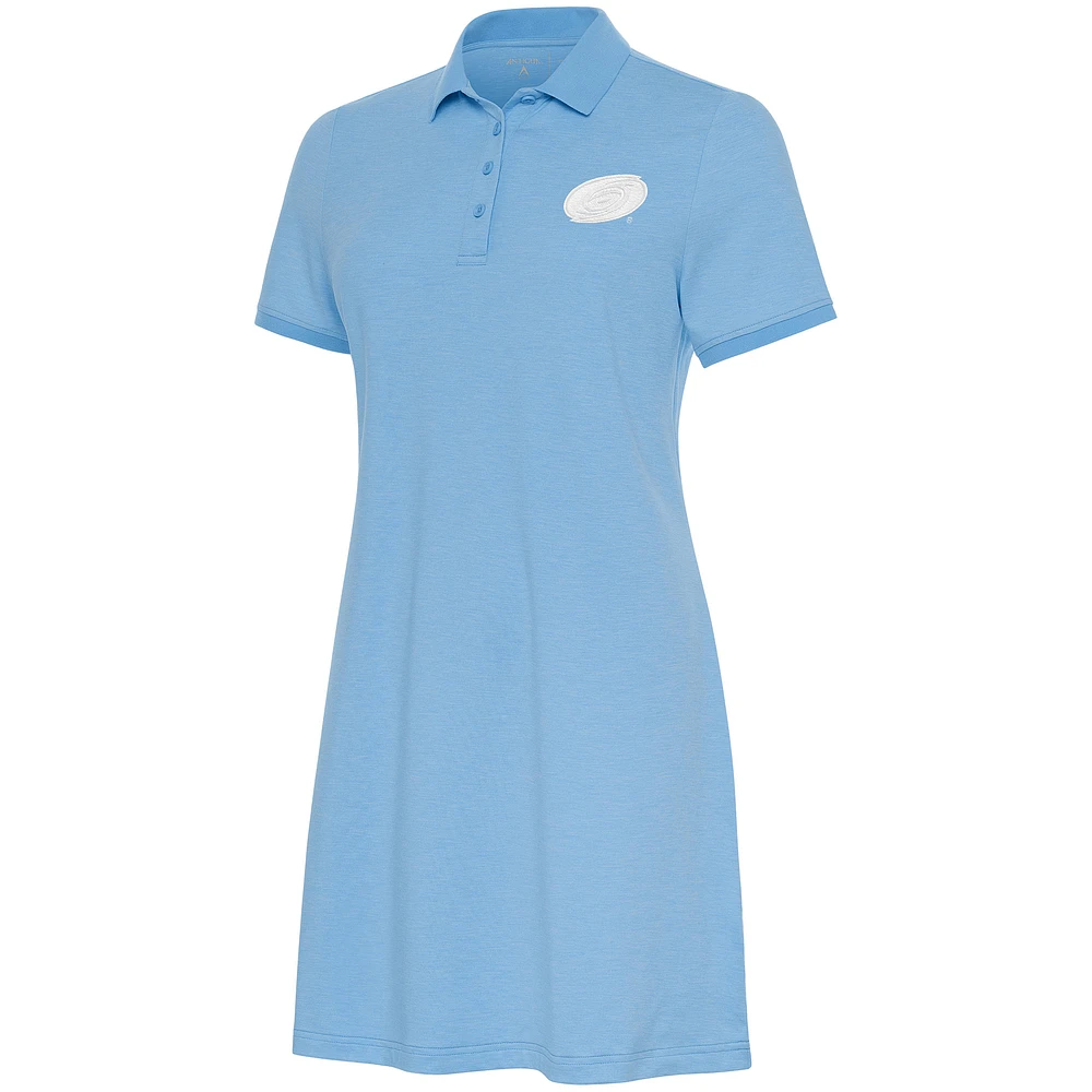 Women's Antigua Light Blue Carolina Hurricanes White Logo Play Through Polo Dress