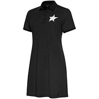 Women's Antigua Black Dallas Stars White Logo Play Through Polo Dress