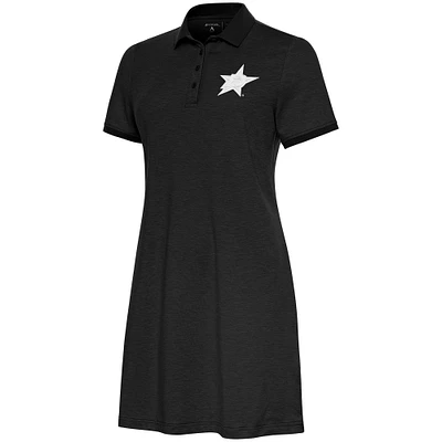 Women's Antigua Black Dallas Stars White Logo Play Through Polo Dress