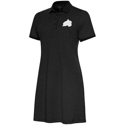 Women's Antigua Black Colorado Avalanche White Logo Play Through Polo Dress