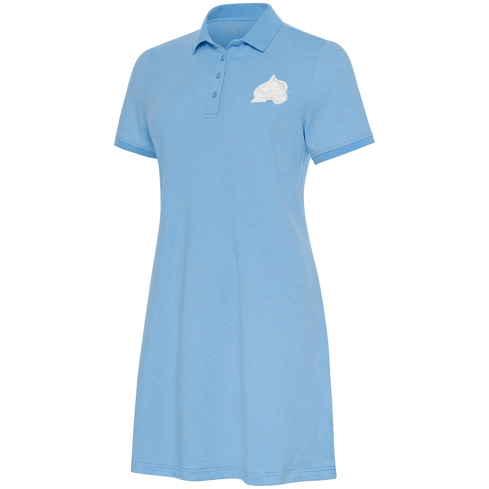 Women's Antigua Light Blue Colorado Avalanche White Logo Play Through Polo Dress