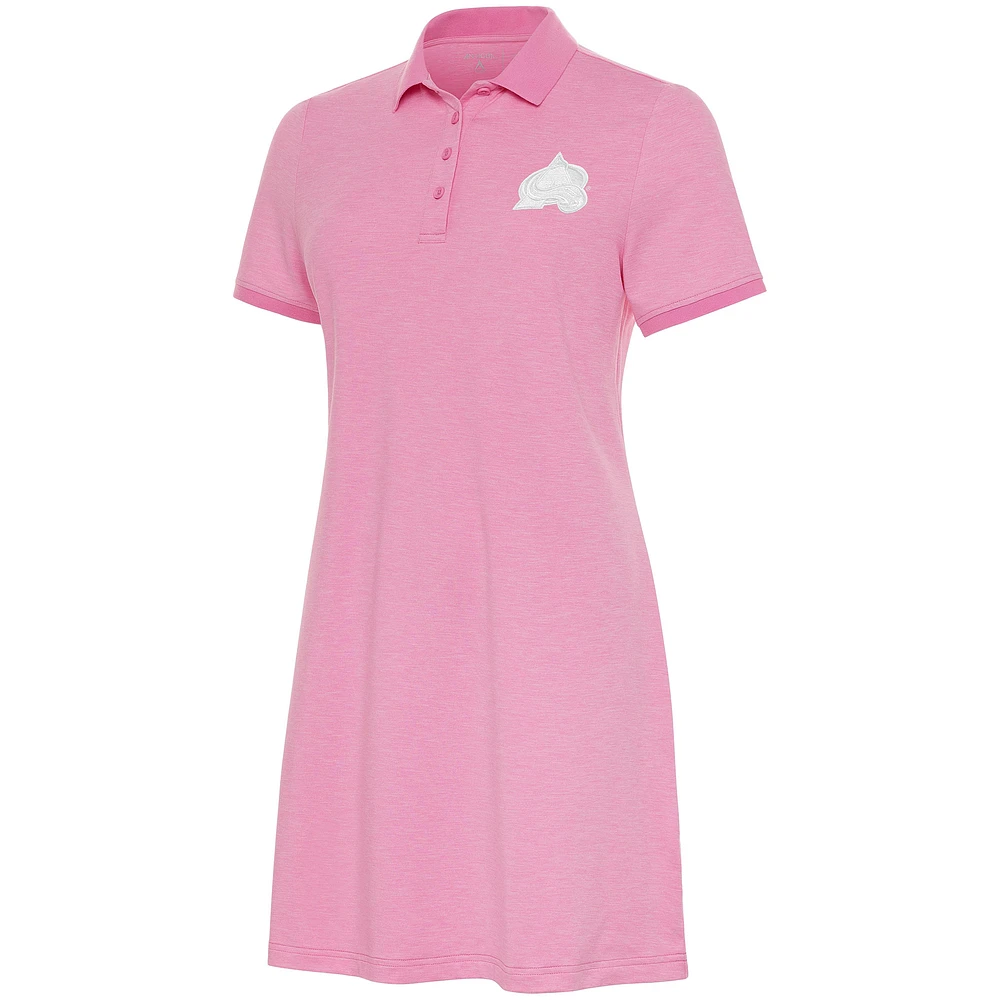 Women's Antigua Pink Colorado Avalanche White Logo Play Through Polo Dress