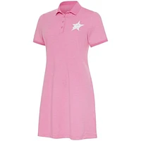 Women's Antigua Pink Dallas Stars White Logo Play Through Polo Dress