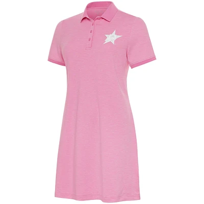 Women's Antigua Pink Dallas Stars White Logo Play Through Polo Dress