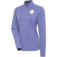 Women's Antigua Heather Purple Boston Bruins White Logo Finish Quarter-Zip Top