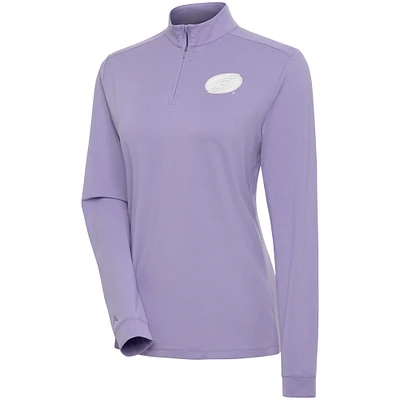 Women's Antigua Purple Carolina Hurricanes White Logo Finish Quarter-Zip Top