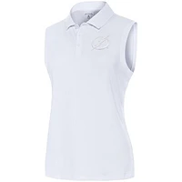 Women's Antigua White Tampa Bay Lightning Logo Sleeveless Recap Polo