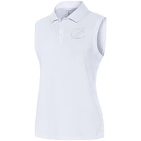 Women's Antigua White Tampa Bay Lightning Logo Sleeveless Recap Polo
