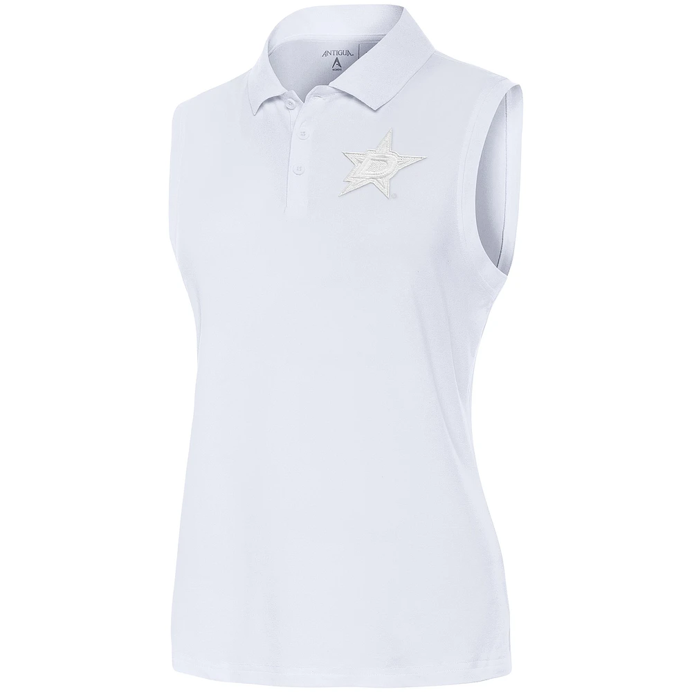 Women's Antigua White Dallas Stars Logo Sleeveless Recap Polo