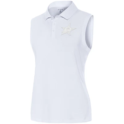 Women's Antigua White Dallas Stars Logo Sleeveless Recap Polo