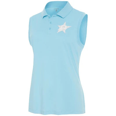 Women's Antigua Powder Blue Dallas Stars White Logo Sleeveless Recap Polo