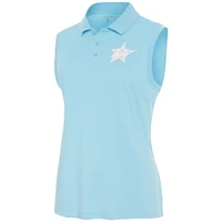 Women's Antigua Powder Blue Dallas Stars White Logo Sleeveless Recap Polo
