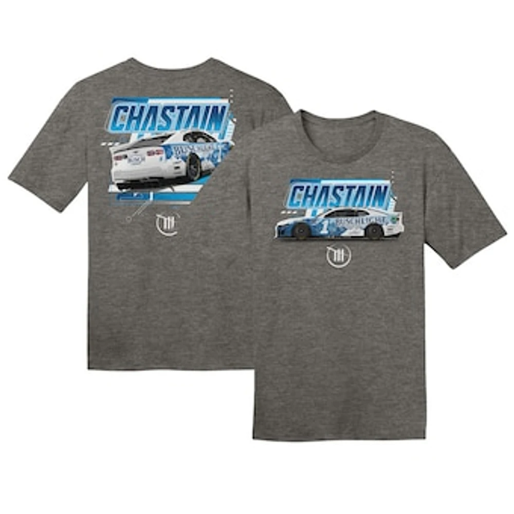 Men's Trackhouse Racing Team Collection  Heather Charcoal Ross Chastain Busch Light Car T-Shirt