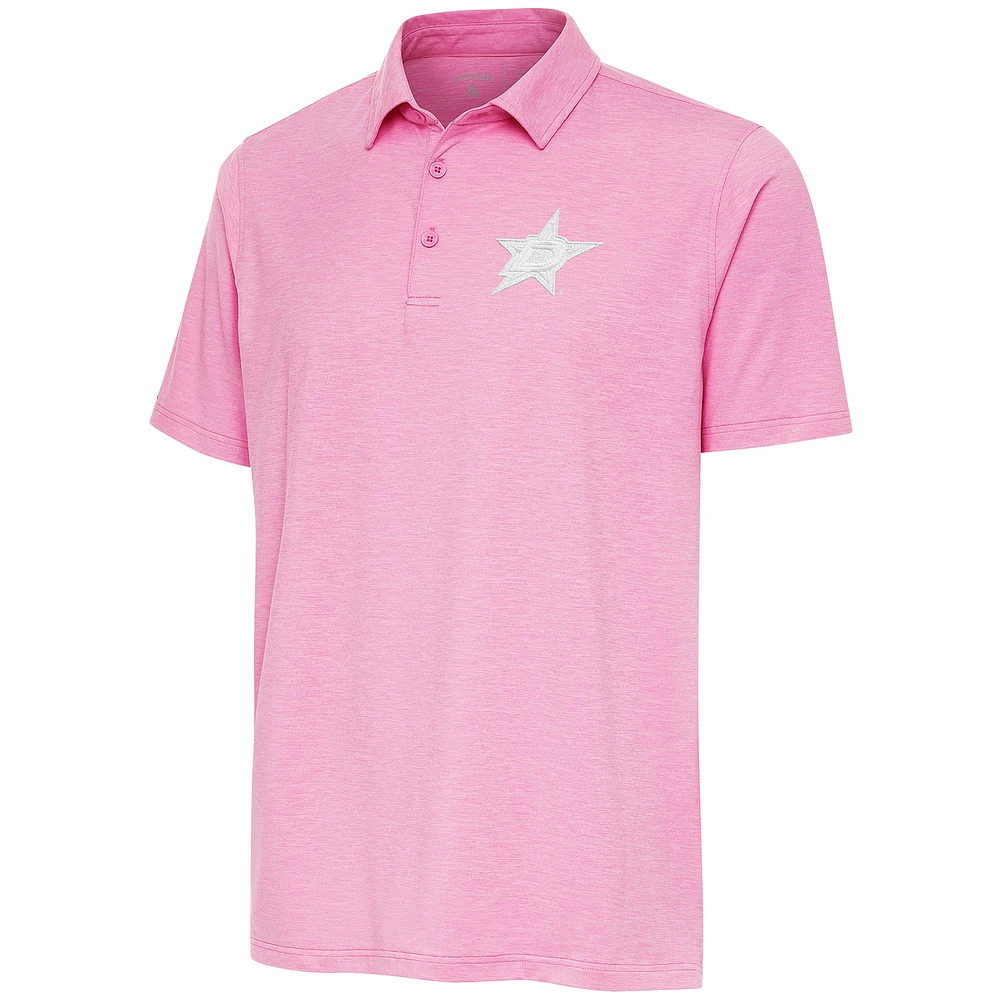 Men's Antigua Pink Dallas Stars White Logo Par 3 Polo