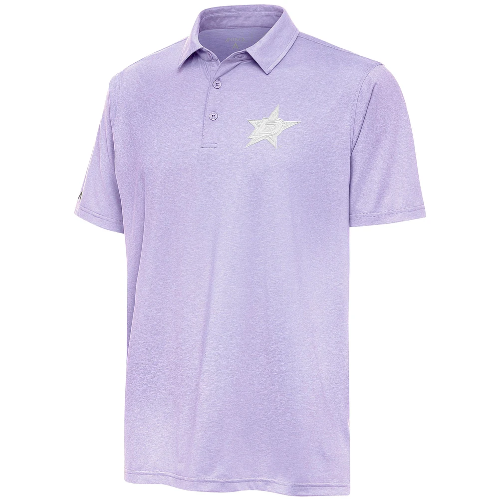 Men's Antigua Lavender Dallas Stars White Logo Par 3 Polo