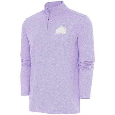 Men's Antigua  Lavender Colorado Avalanche White Logo Hunk Quarter-Zip Pullover