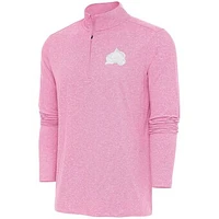 Men's Antigua  Pink Colorado Avalanche White Logo Hunk Quarter-Zip Pullover