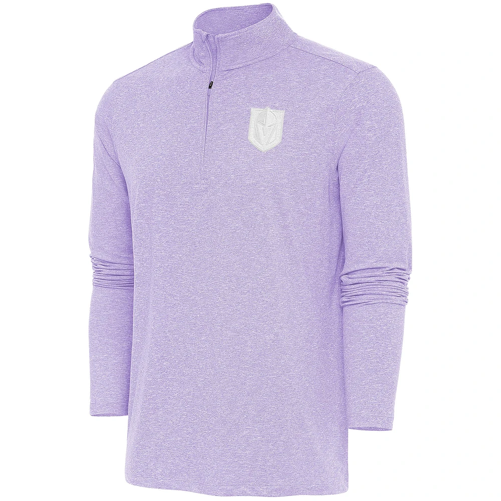Men's Antigua Lavender Vegas Golden Knights White Logo Hunk Quarter-Zip Pullover