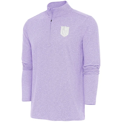 Men's Antigua  Lavender Vegas Golden Knights White Logo Hunk Quarter-Zip Pullover