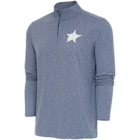 Men's Antigua  Heather Navy Dallas Stars White Logo Hunk Quarter-Zip Pullover