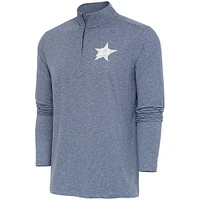 Men's Antigua  Heather Navy Dallas Stars White Logo Hunk Quarter-Zip Pullover