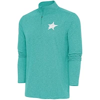 Men's Antigua  Heather Aqua Dallas Stars White Logo Hunk Quarter-Zip Pullover