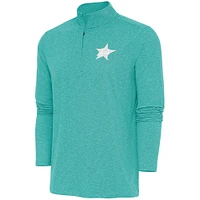 Men's Antigua  Heather Aqua Dallas Stars White Logo Hunk Quarter-Zip Pullover