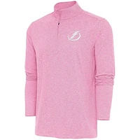 Men's Antigua  Pink Tampa Bay Lightning White Logo Hunk Quarter-Zip Pullover