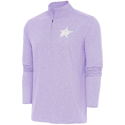Men's Antigua  Lavender Dallas Stars White Logo Hunk Quarter-Zip Pullover