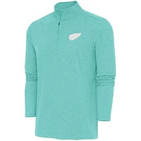 Men's Antigua  Mint Detroit Red Wings White Logo Hunk Quarter-Zip Pullover