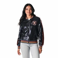 Women's The Wild Collective  Navy Houston Astros Sequin Full-Zip Bomber Jacket