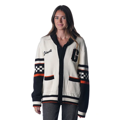 Women's The Wild Collective Cream San Francisco Giants Jacquard Full-Button Sweater