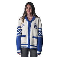 Women's The Wild Collective Cream Los Angeles Dodgers Jacquard Full-Button Sweater