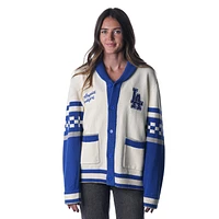 Women's The Wild Collective Cream Los Angeles Dodgers Jacquard Full-Button Sweater