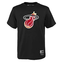 Youth Mitchell & Ness Black Miami Heat Hardwood Classics Retro Logo T-Shirt