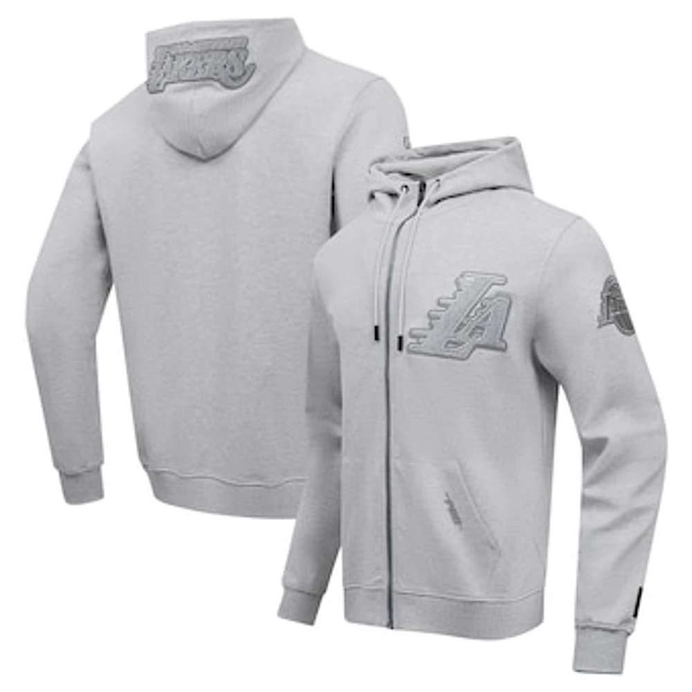 Men's Pro Standard Heather Gray Los Angeles Lakers Triple Tonal DK Full-Zip Hoodie Jacket