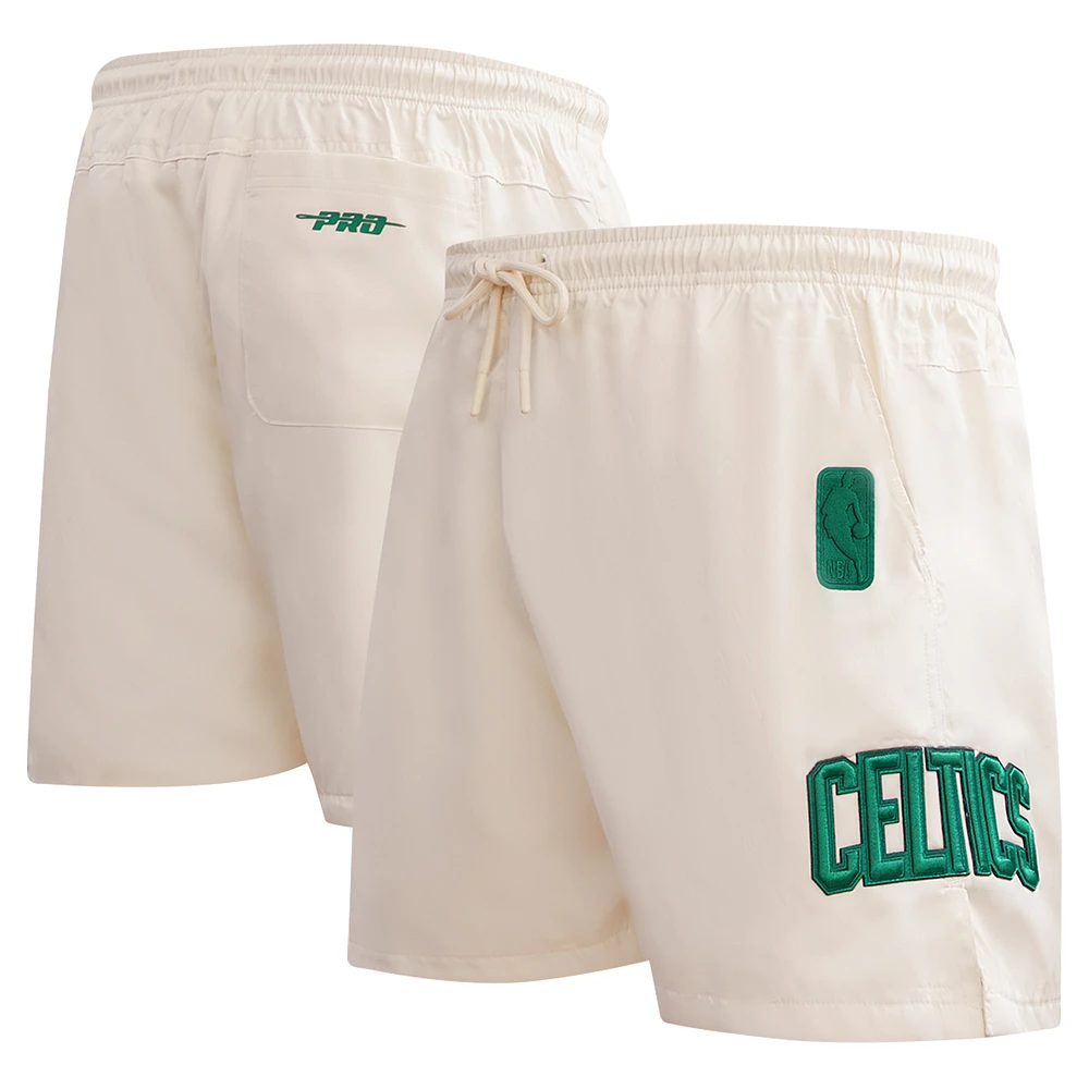 Men's Pro Standard Cream Boston Celtics Triple Tonal Woven Shorts