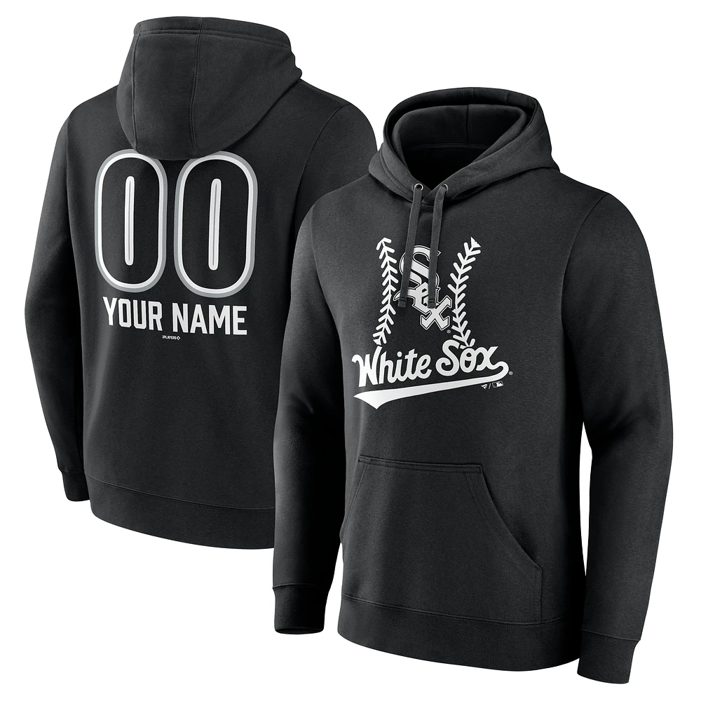 Men's Black Chicago White Sox Personalized Name & Number Fastball Pullover Hoodie