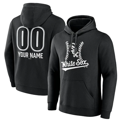 Men's  Black Chicago White Sox Personalized Name & Number Fastball Pullover Hoodie