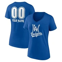 Women's  Royal Los Angeles Dodgers Personalized Name & Number Fastball V-Neck T-Shirt