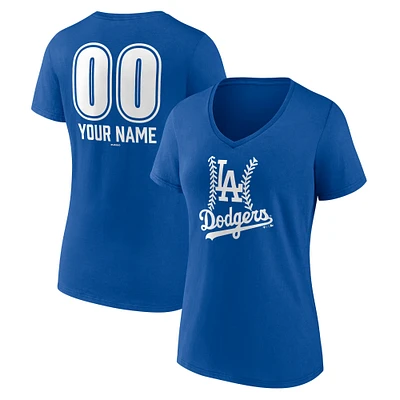 Women's  Royal Los Angeles Dodgers Personalized Name & Number Fastball V-Neck T-Shirt