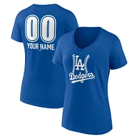 Women's  Royal Los Angeles Dodgers Personalized Name & Number Fastball V-Neck T-Shirt