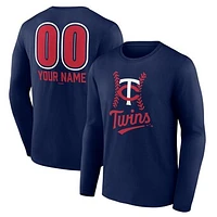 Men's  Navy Minnesota Twins Personalized Name & Number Fastball Long Sleeve T-Shirt