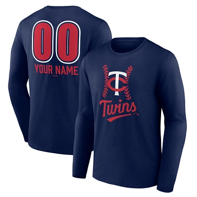 Men's  Navy Minnesota Twins Personalized Name & Number Fastball Long Sleeve T-Shirt