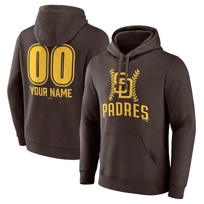 Men's  Brown San Diego Padres Personalized Name & Number Fastball Pullover Hoodie