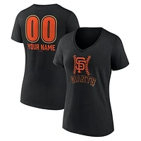 Women's  Black San Francisco Giants Personalized Name & Number Fastball V-Neck T-Shirt